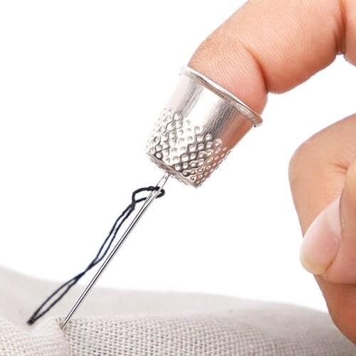 Fingertip Thimble Finger Protector Metal Sewing Thimble Adjustable Finger Shield Ring Sew Quilt Craft Accessories DIY Sewing