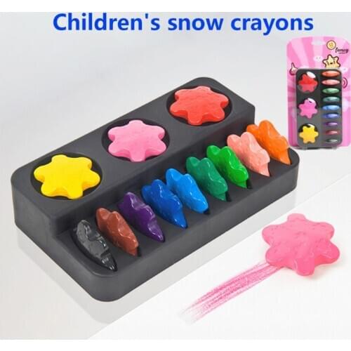 12 Colors Non-toxic Wax Snowflake Shape Crayons Kids Washable Painting Drawing M17F