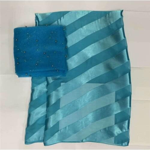 Latest design high quality african soft silk fabric 5+2 yards for garment neat embroidery on the material silk fabric.L78281