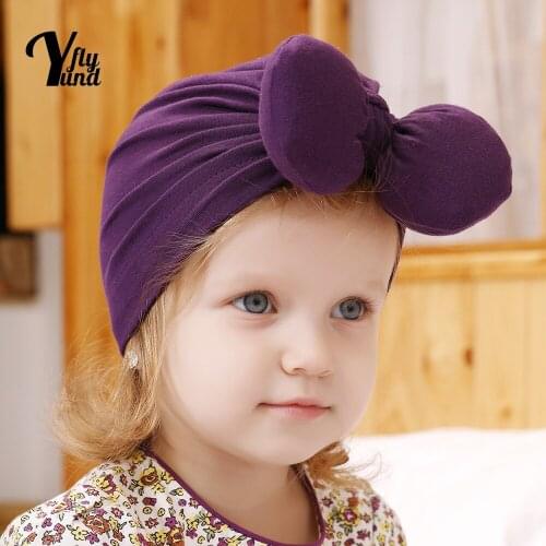 Yundfly 1 PCS Solid Color Handmade Knotted Infant Hats Comfortable Warm Cotton Newborn Cap Children Headwear Clothing Decoration