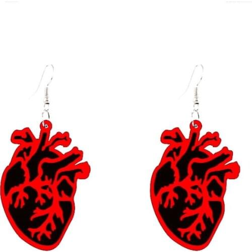 Exaggerated Dark Red Color Heart Earrings For Women Scary Arylic Dangle Earrings Party