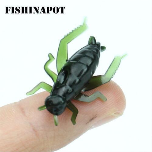 FISHINAPOT 20PCS/lot Green Cricket Soft Bait 2.5 cm/0.7g Artificial Fishing Lure For Carp Lifelike Insect Bait Fly lure Tackle
