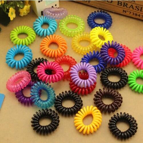 10PCS Rubber Band Headwear Rope Spiral Shape Elastic Hair Bands Girls Hair Accessories Hair Ties Gum Telephone Wire FS99