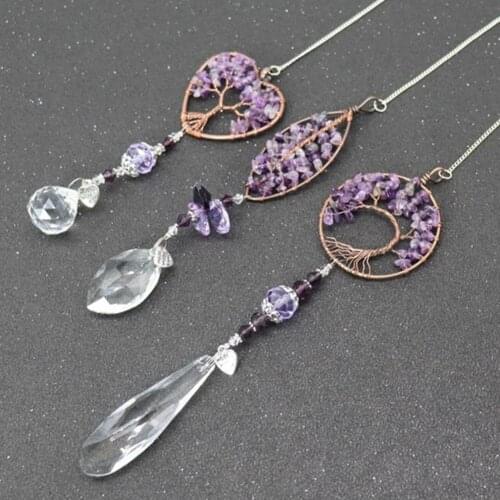 Crystal Wind Chime Pendant Rainbow Love Leaf Longevity Tree Garden Crystal Rainbow Pendant Home Garden Wall Art Ornaments