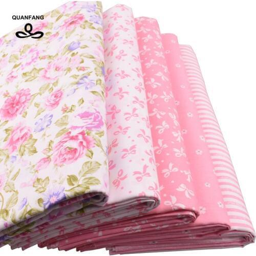QUANFANG Pink series Printed Twill Cotton Fabric For Patchwork Cloth DIY Baby Child Sewing Quilting Fat Quarters Material