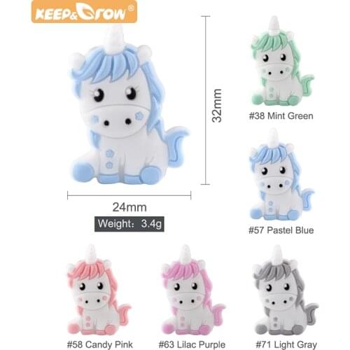 Silicone Unicorn Cartoon Baby Beads 10/20/50/100pcs DIY Pacifier Chain Sensory Jewelry Gift Toy Accessorie Teething Animal Pearl