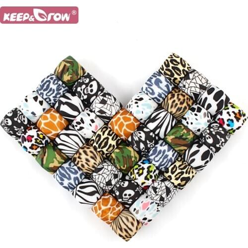 Silicone Beads Terrazzo Leopard Print 10pcs 14mm Hexagon Baby Teething Beads Food Grade PBA Free DIY baby Pacifier Chain Pearl