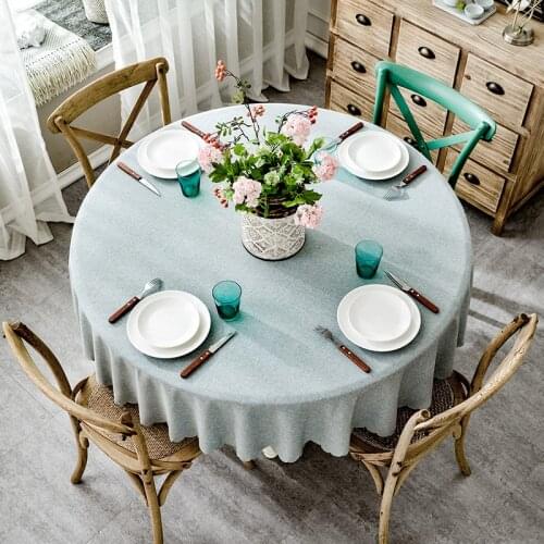RZCortinas Table Cover Round Wedding Party Hotel Table Cloth Cotton Linen Nordic Solid Tablecloths Home Decor Grey Coffee Blue