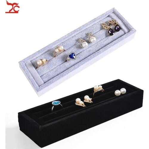 Velvet Jewelry Display Stand Ring Holder Rings Organizer Ear Studs Rack Jewellery Display Tray joyeros organizador de joyas