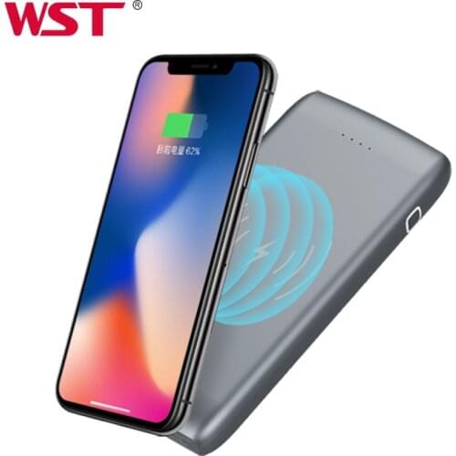 WST Power Bank 10000mAh Wireless Charger Fast Charger External Battery Portable wireless charging For iPhone huawei