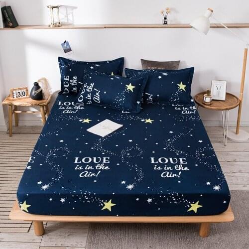1pcs 100% Polyester Printed Solid Bed Sheet Mattress Cover Four Corners with Elastic Band Bed Sheet Bed Sheet Set Home