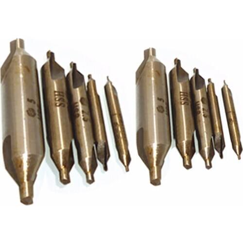 10pcs/set 1.5 2 3.15 5mm New Premium High Speed Steel Center Drills 60 degree Combined Countersink Bits