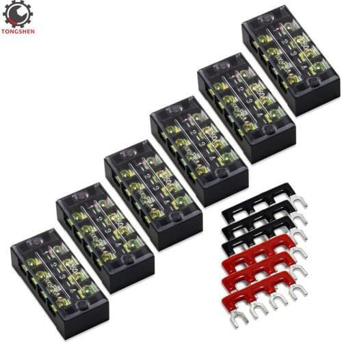12pcs 4 Positions Dual Row 600V 25A Screw Terminal Strip Blocks 400V 25A 4 Positions Pre-Insulated Terminal Barrier Strip