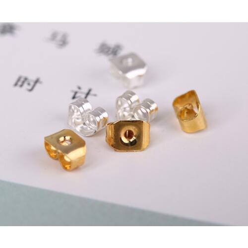 200pcs Two Sizes Alloy Earring Back Gold/Silver/Rhodium Metal Ear back Stud Earring Stopper for Findings Diy Jewelry Making