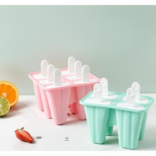 4/6 grid summer popsicle mould food grade silicone frozen ice cream machine lollipop mould