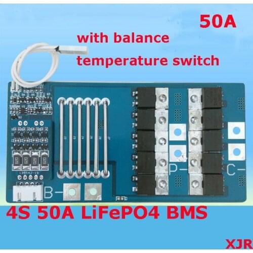 4S 50A 12.8V LiFePO4 BMS/PCM/PCB battery protection circuit board for 4 Packs 18650 Battery Cell w/ Balance