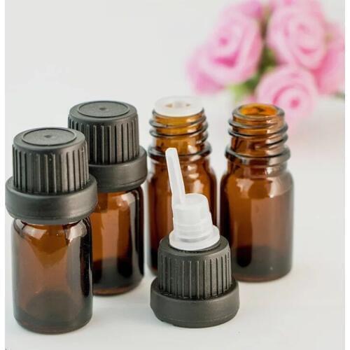 5pcs 5-100ml Head Amber Brown Glass Drop Bottle Aromatherapy Liquid for essential basic massage oil Pipette Bottles Refillable