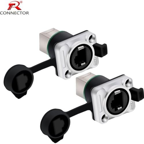 8PCS Waterproof RJ45 Shield Network Connector, 8p8c, Female Panel Mount RJ45 Ethernet Sockets, Normal&Right Angle Styles