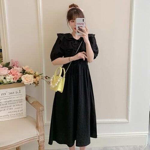 91720# Maternity Dress Summer Cotton Short Sleeves Stylish Sweety Midi Dress Plus Size Pregnancy Dress Pregnant Women Mom Dress