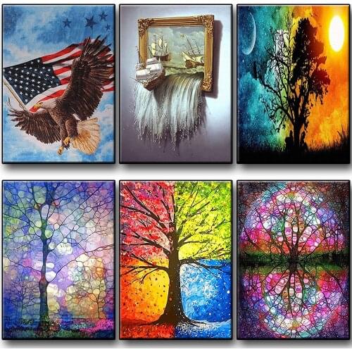 Abstract Landscape Diamond Paint Tree of Life New Diamond Embroidery 2021 Bald Eagle Paintings for Living Room Canvas Painting