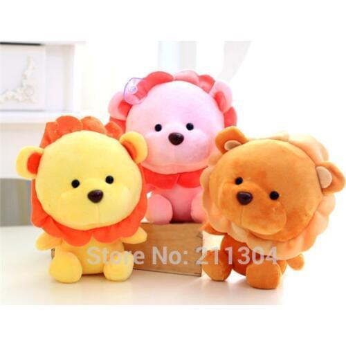 Free shipping cute Lion plush toys 3 colors for choose 19cm King of the forest Jungle warm stuffed animals kids christmas gifts