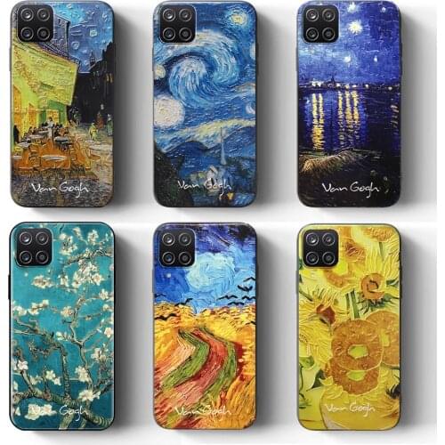 For Samsung Galaxy A12 5G Case Cover M12 Phone Cases M31 Prime Coque 3D Art Painting Cafe Sunflower Starry Night Soft Back Capa