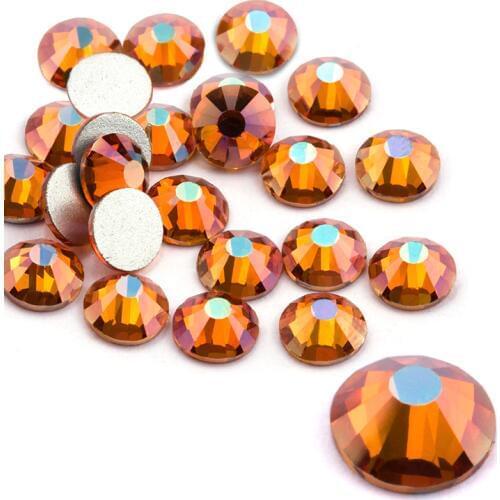 QIAO Shiny Amber Mixed Sizes Rhinestones Crystal Glass Non Hotfix Flatback Nail Rhinestones For Clothes 3D Manicure Accessories