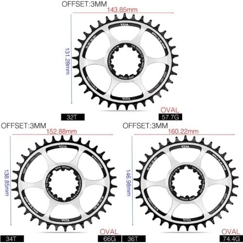 Hot Favorable Bicycle Oval Chainring Offset 6mm 32t 34t 36t Mtb Bike Offset for Sram 8/9/10/11/12s Nx Xx Xo Gx Gxp11 X1