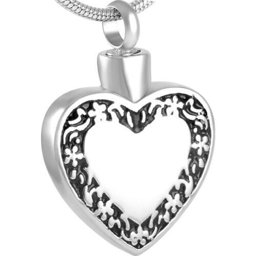 IJD8716 Blank Engravable Heart Cremation Pendant 316l Stainless Steel Memorial Urn Ashes Holder Keepsake Necklace Jewelry