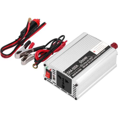 Solar Power Inverter DC12V to AC220V 500W Aluminium Alloy Modified Sine Converter Charger Power Inverter