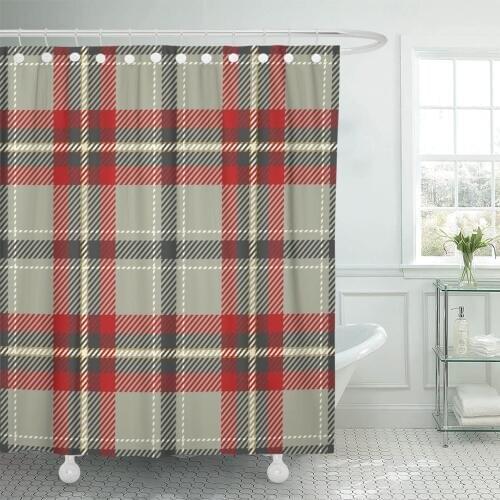 Checkered Plaid Tartan Traditional Scottish Tiles for Abstract Ancient Shower Curtain Waterproof Fabric 60 x 72 Inches Set with
