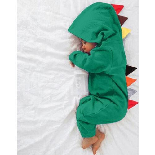 Newborn Infant Baby Romper Boy Girls Dinosaur Style Patchwork Romper Jumpsuit Hooded Outfits Autumn Winter Baby Onesie Clothes