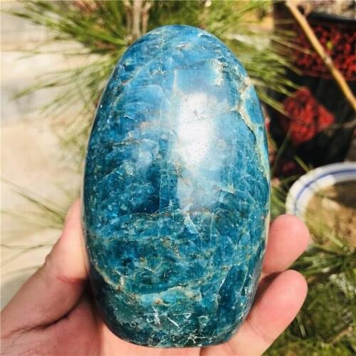 Beautiful Natural Blue Apatite Quartz Crystal StandStone healing decor