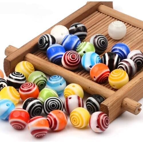 Round Shape Circle Glass Lampwork Bead Loose Spacer Beads Spherical Beads For Jewelry Making DIY Charm Bracelet Necklace Jewelry