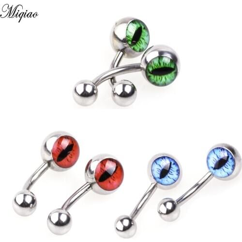 Miqiao 1pcs Cat Eye Belly Button Ring Latest Fashion Simple Magic Shiny Alternative Belly Button Piercing Jewelry