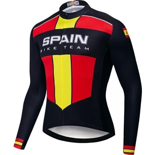 Spain Thin or fleece Autumn or Winter mens Long Sleeve Cycling clothing Breathable Anti-UV Bicycle Wear Sleeve Cycling Jersey