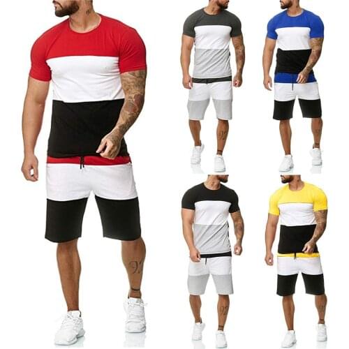 Mens 2 Piece Outfit Sport Set Short Sleeve Summer Leisure Casual Short Thin Sets High Quality Simple Daily Shirts Shorts Sets