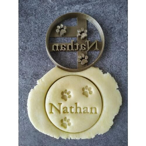 Paw-printed piece-pieces - Round - Customizable with first name Designed