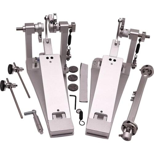 NEW aluminium alloy drum pedal double pedal silver and black high quality
