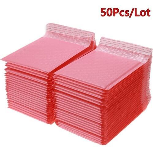 New 50Pcs/Lot Pink Foam Bubble Mailers Bags Self Seal Mailers Padded Envelopes Bags Packaging Shipping Envelope Bags With Bubble