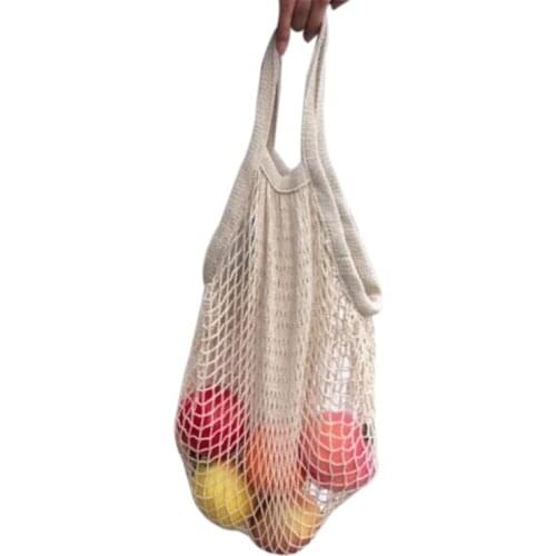 Portable Net Pocket Tote Cotton Storage Bag Reusable Fruit Shopping Net Hand Bags Woven Mesh Bags House Organization 2021 New