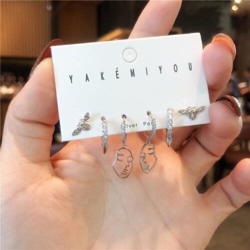 The Latest Version Of Face earrings Geometric Bee 6 Pcs Small Hoop Earrings sets For Women Jewelry 2021