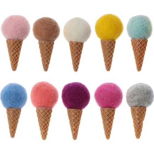 Newborn Felt Ice Cream Props Tiny Baby Girl Boy Photo Shoot Handmade Felt Photography Props Accessories