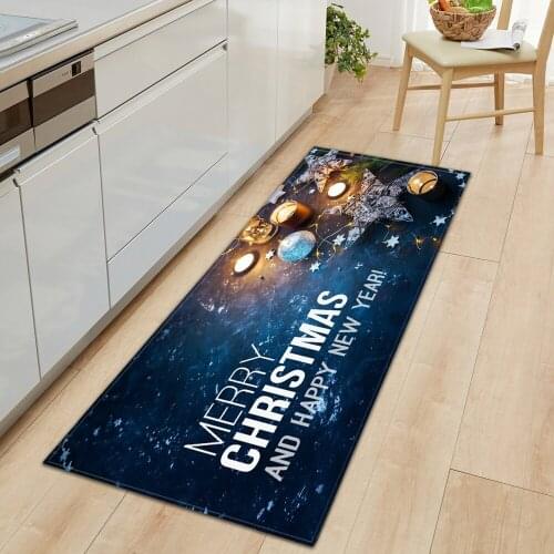 Christmas Pattern Kitchen Mat Home Decorative Hallway Carpet Bedroom Entrance Door Rug Anti-Slip Bathroom Floor 3D Doormat