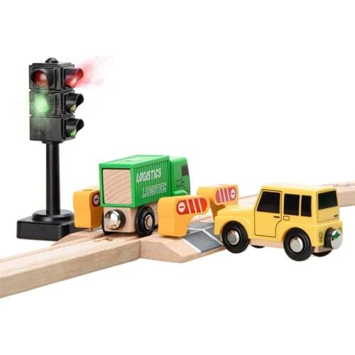 Scene Rail Transit Traffic Lights Signal Light Accessories Wooden Track Magnetic Train Accessories Compatible withTrains