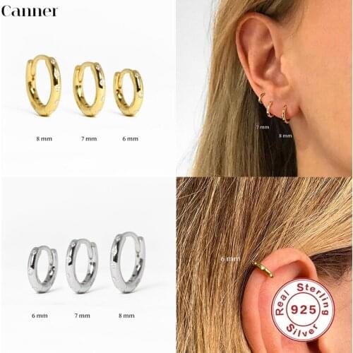 Canner 925 Sterling Silver Earring For Women 6/8/10mm Hoop Earrings Ear Bone aros Tiny Small Ear Nose Ring Girl aretes ear hoops