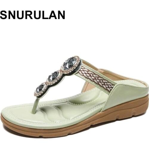 SNURULANEthnic Style Ladies Slippers Wedges Clip Toe Flip Flops Summer Outside Women Beach Shoes 2021 Gladiator Sandals Non-slip