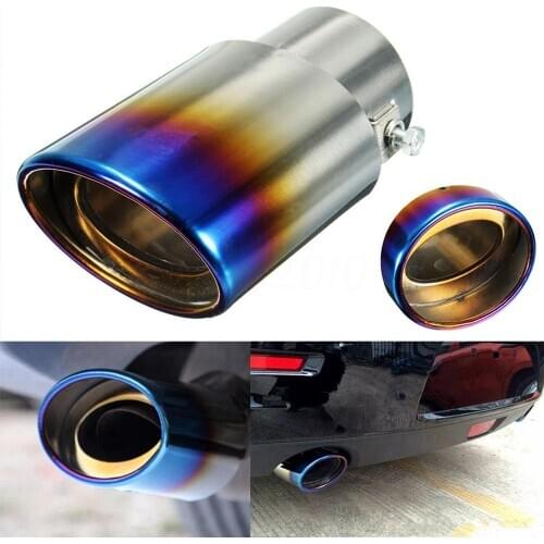 2.5'' Universal Inlet Grilled Blue Car Stainless Steel Exhaust Muffler Tip Pipe