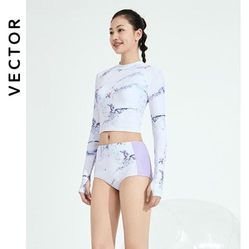 VECTOR 2021 Surfing Womens Swimsuit Sunscreen UPF50+ Rash Guards Long Sleeve Bikini Swimwear 2 Piece Female Bathing Suit