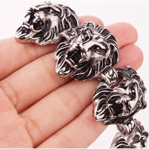 Vintage Lion Heads Metal Bracelet Men Heavy Stainless Steel Mens Charm Bracelets Bangles 2020 Best Friends On Hand Jewelry
